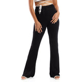 Red circle -  Flare Fit Black Solid Pants