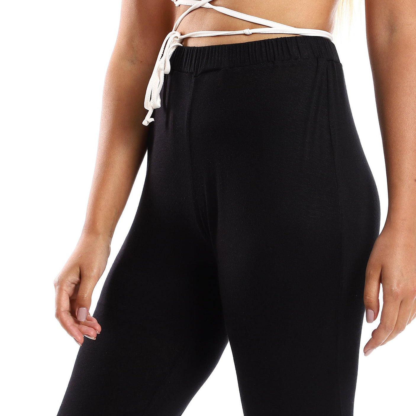 Red circle -  Flare Fit Black Solid Pants