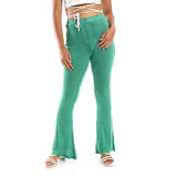 Red circle -  Flare Fit Black Solid Pants