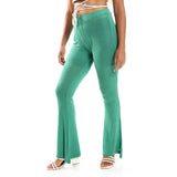 Red circle -  Flare Fit Black Solid Pants