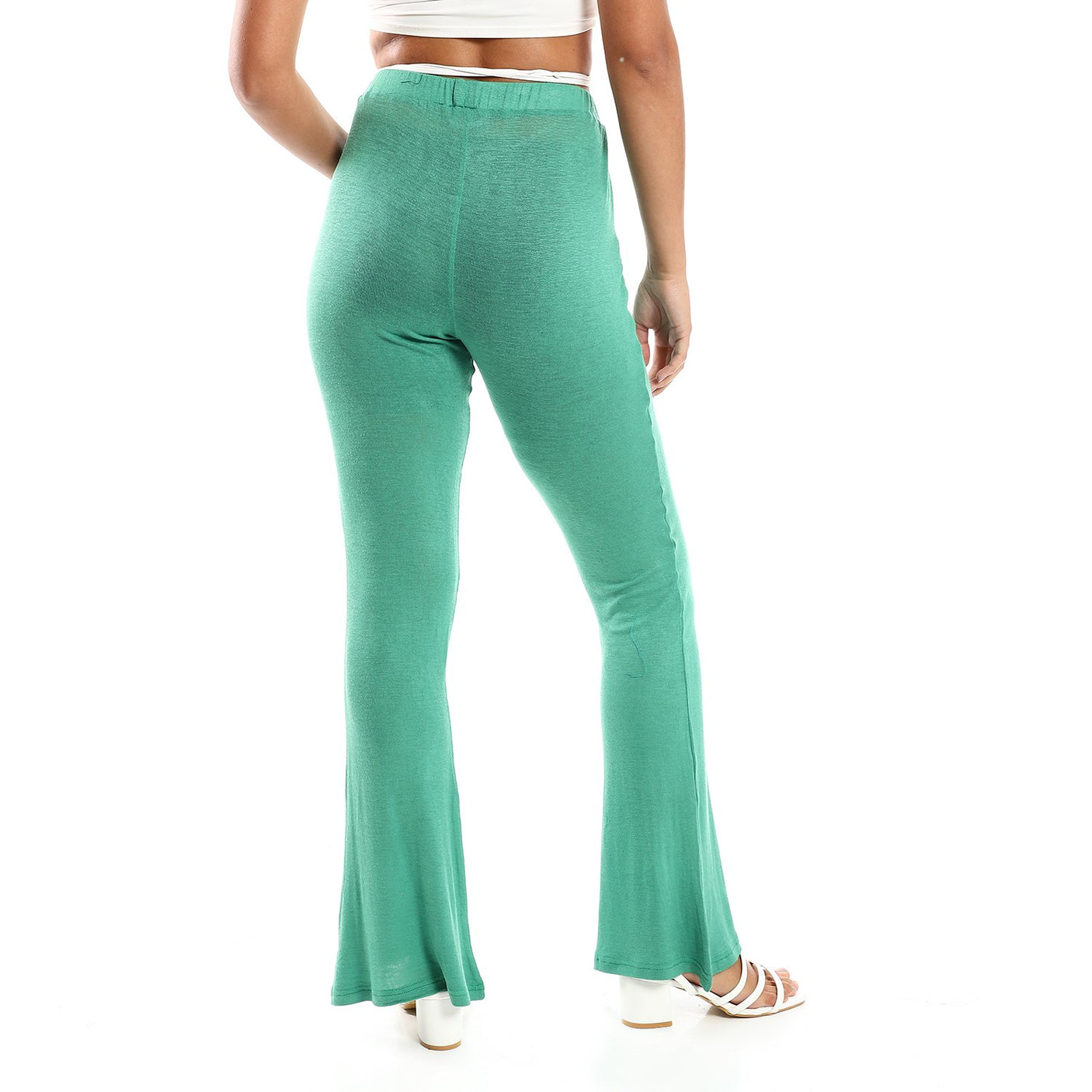 Red circle -  Flare Fit Black Solid Pants