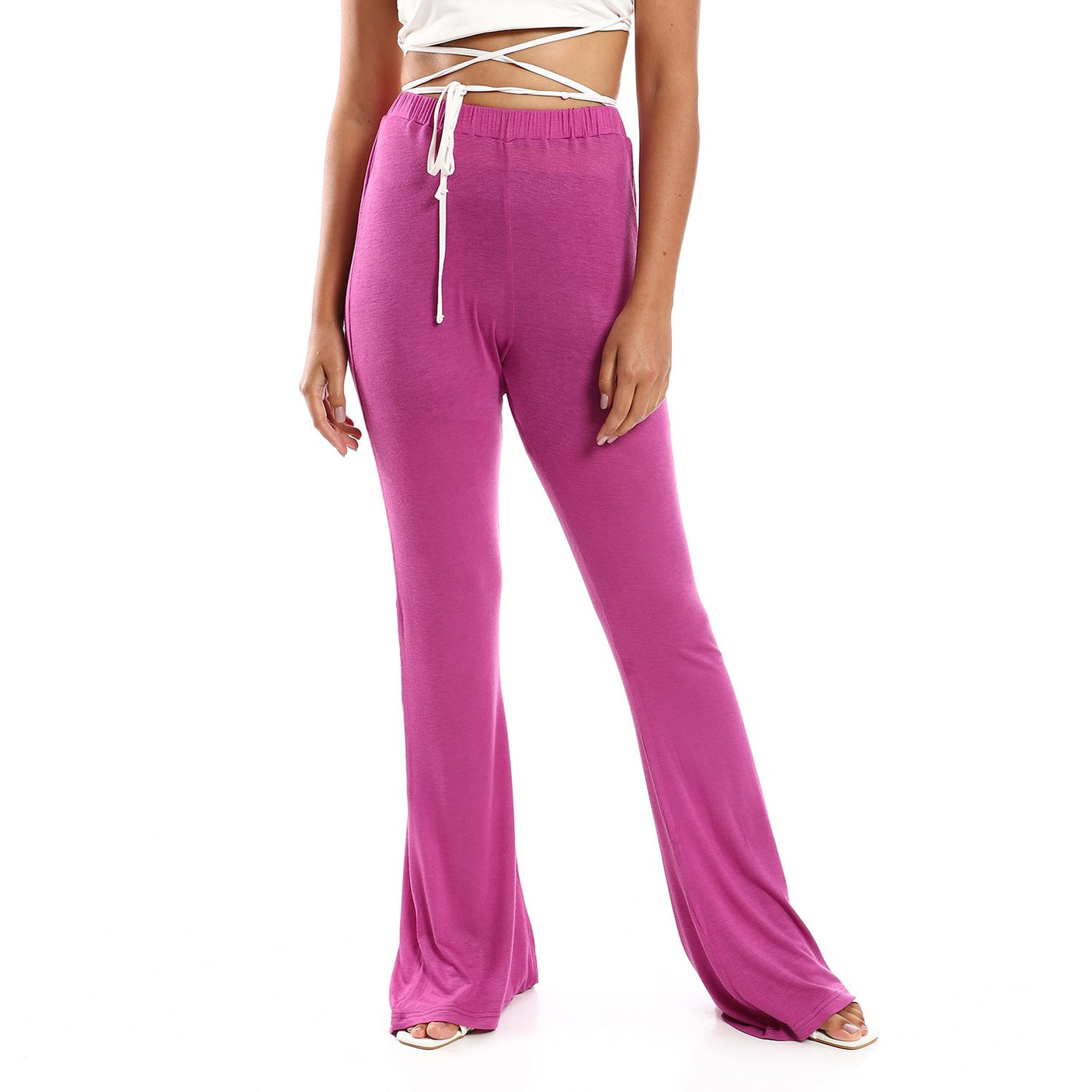 Red circle -  Flare Fit Black Solid Pants
