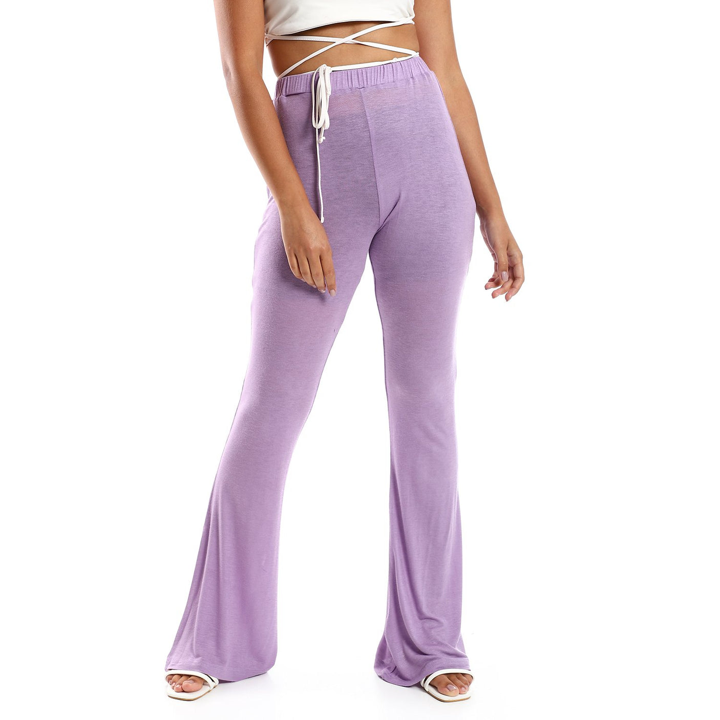 Red circle -  Flare Fit Black Solid Pants
