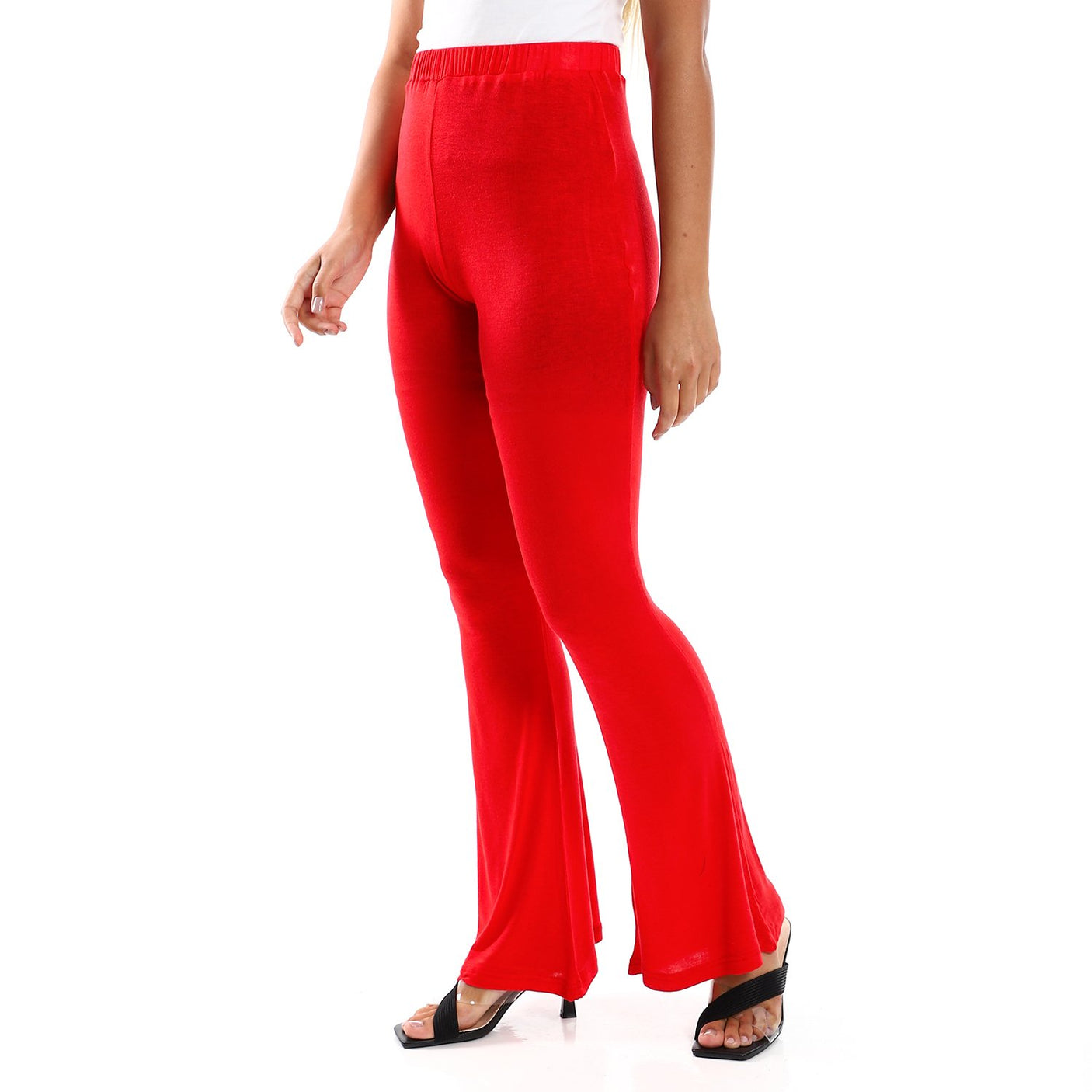 Red circle -  Flare Fit Black Solid Pants