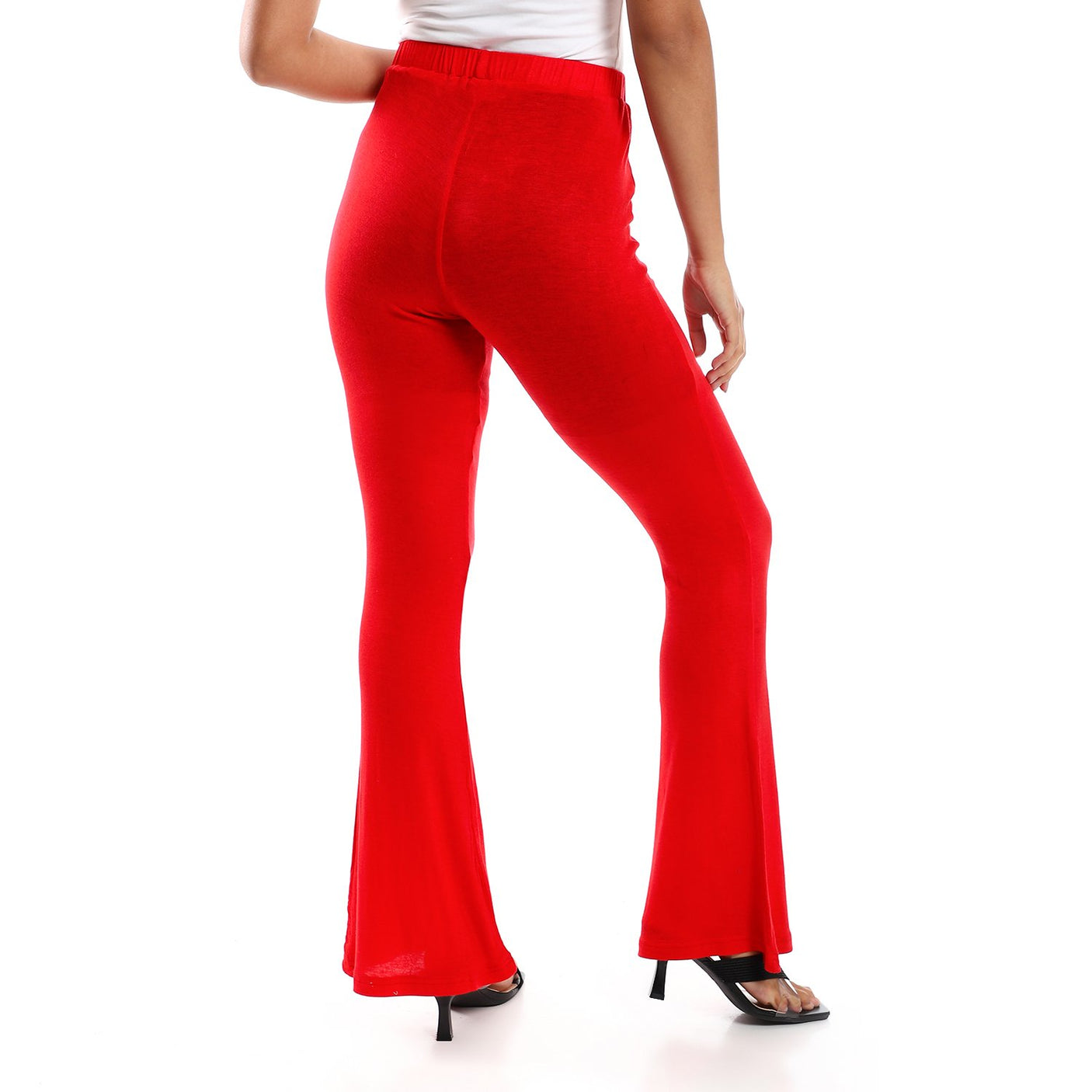 Red circle -  Flare Fit Black Solid Pants