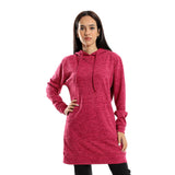 Red circle -  - Heather Fuchsia Slip On Long Hoodie