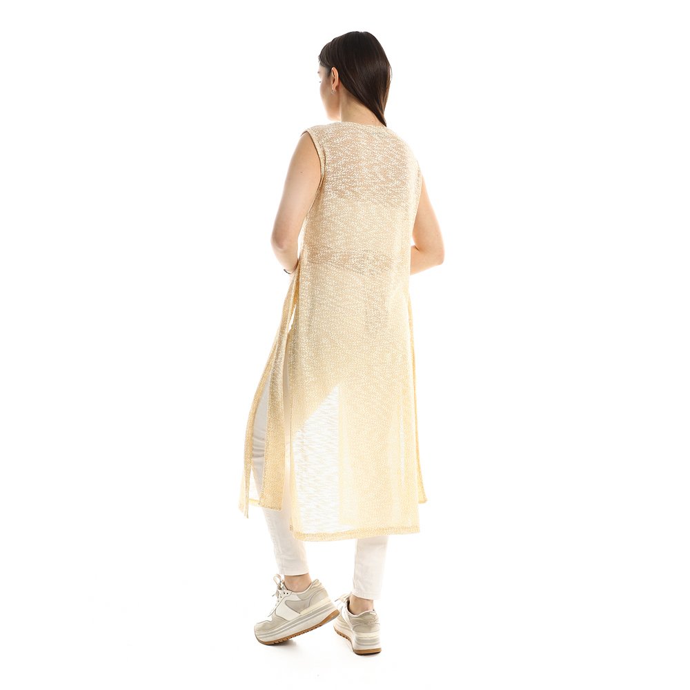 Red circle -  Patterned Slip On Cotton Cardigan