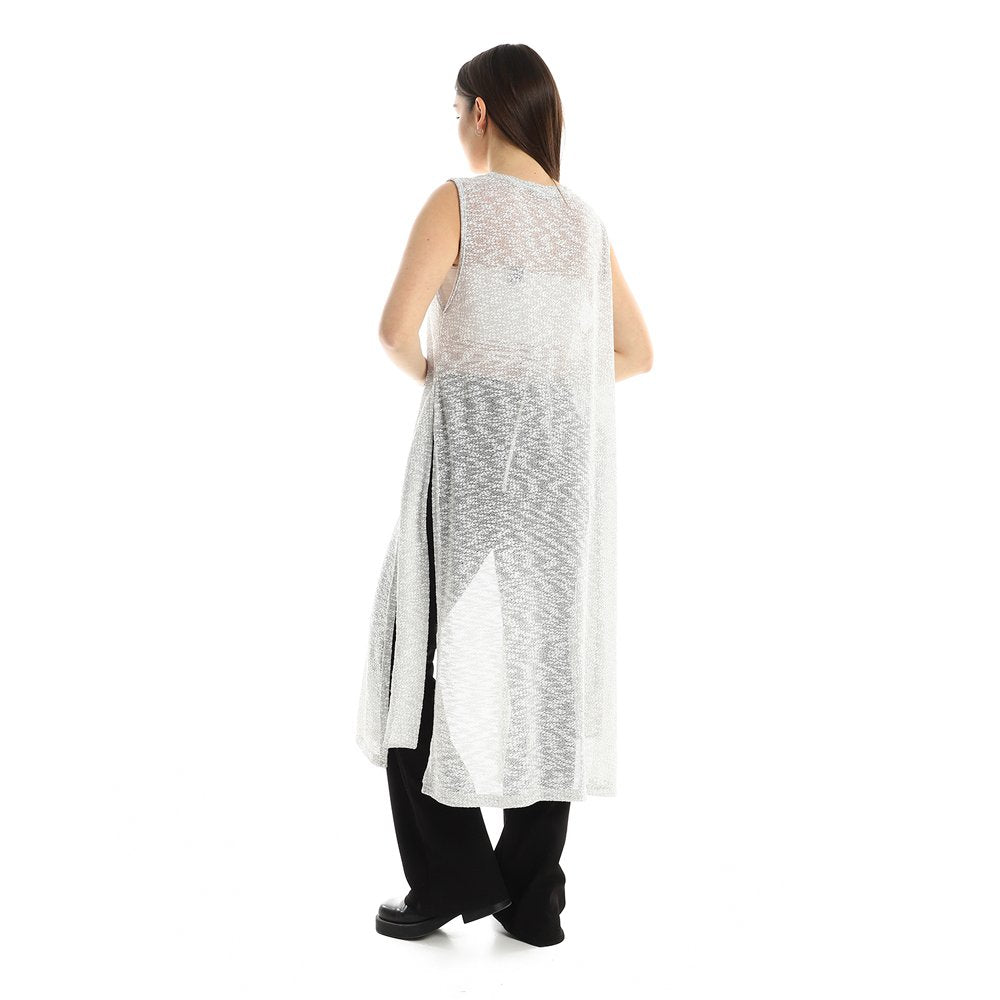 Red circle -  Patterned Slip On Cotton Cardigan