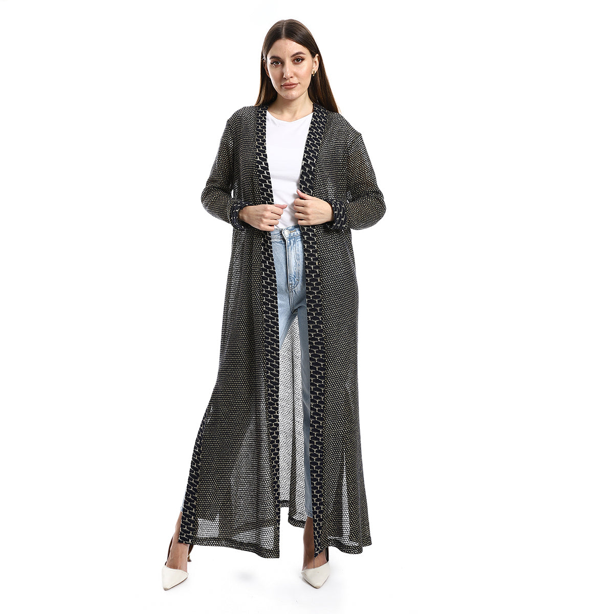 Red circle -  - Lace Up Long Sleeves Cardigan - Navy Blue