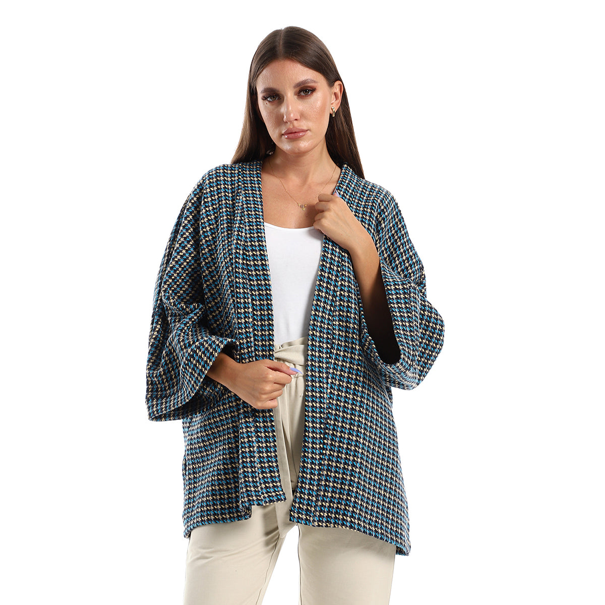 Red circle -  - Women's open jacket with wide sleeves