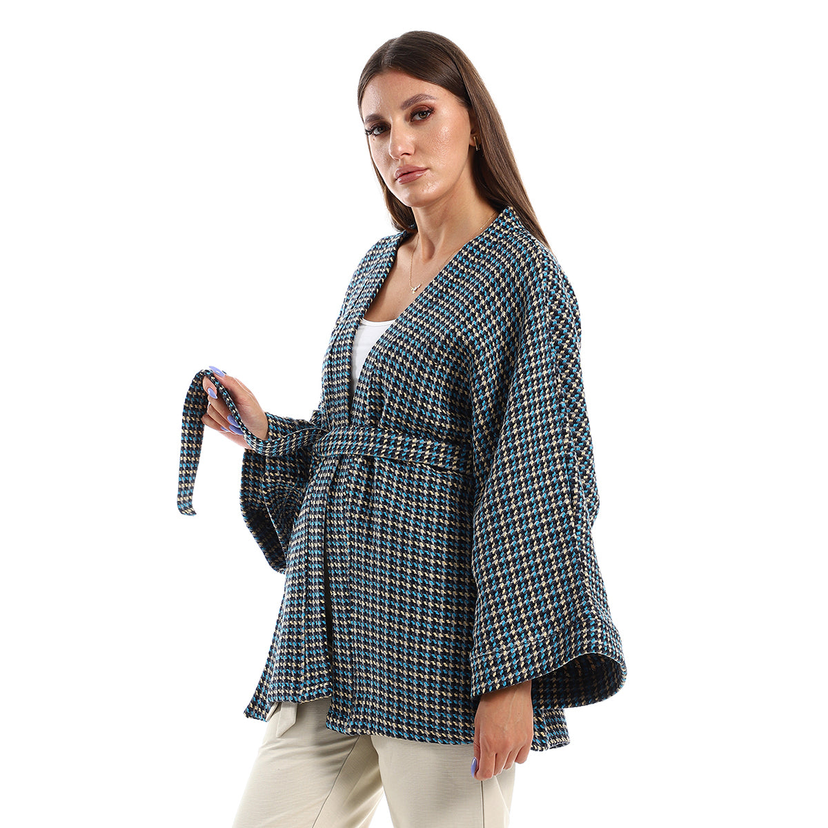 Red circle -  - Women's open jacket with wide sleeves