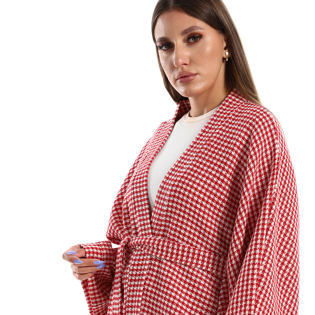 Red circle -  - Women's open jacket with wide sleeves