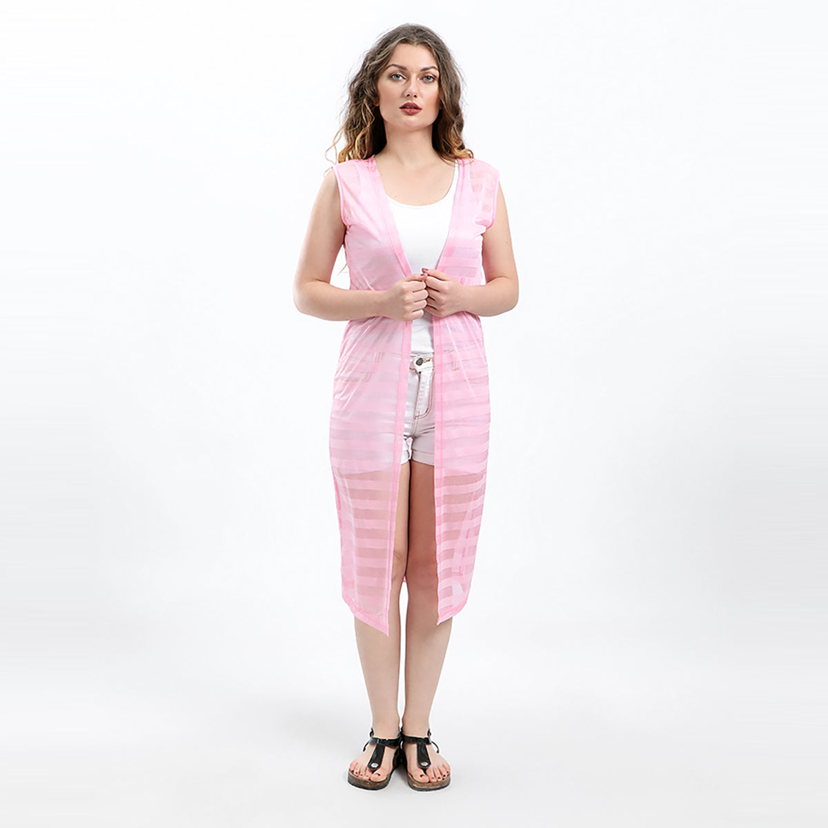 Red circle -  - Cheer Sleeveless Cardigan - Pink