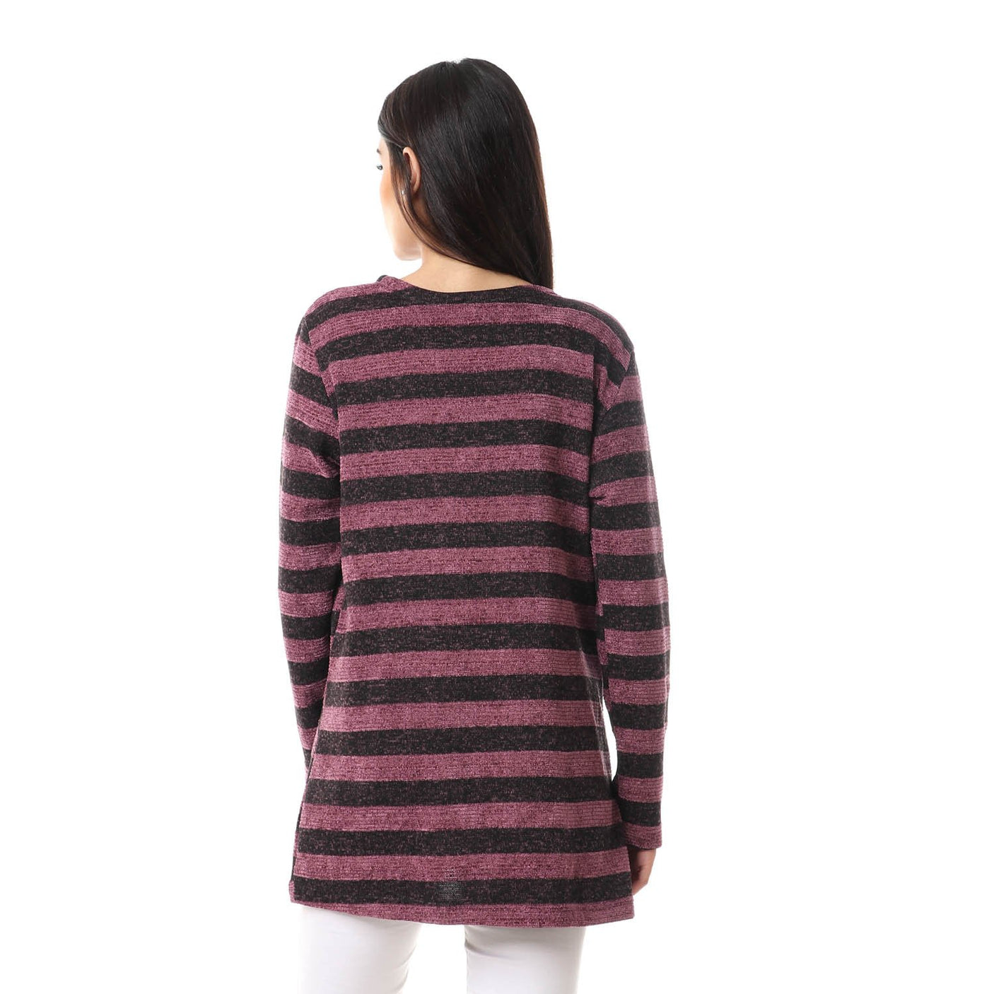 Red circle -  Wild Striped Cardigan With Pockets