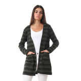 Red circle -  Wild Striped Cardigan With Pockets