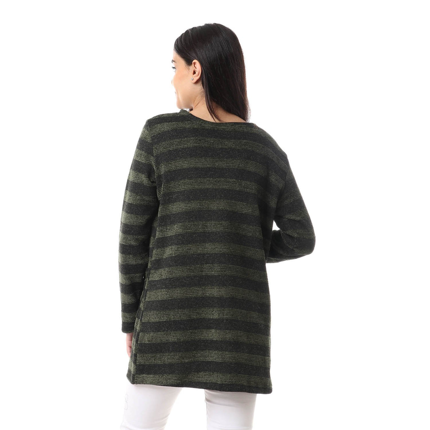 Red circle -  Wild Striped Cardigan With Pockets