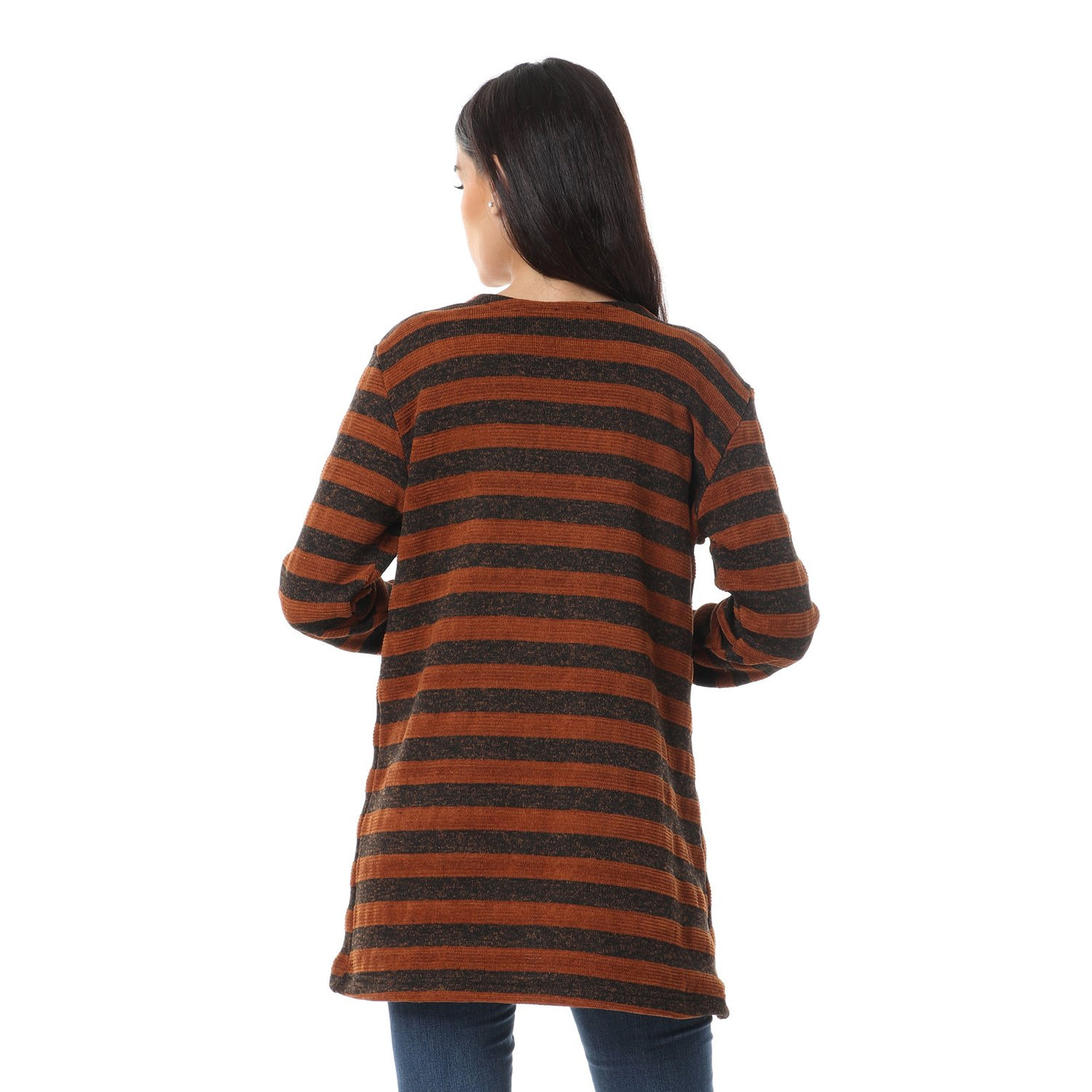 Red circle -  Wild Striped Cardigan With Pockets