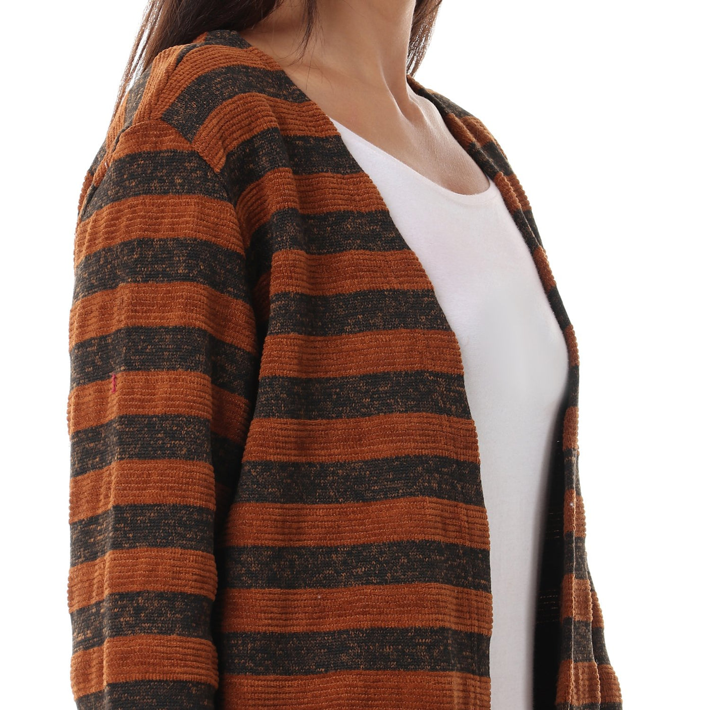 Red circle -  Wild Striped Cardigan With Pockets