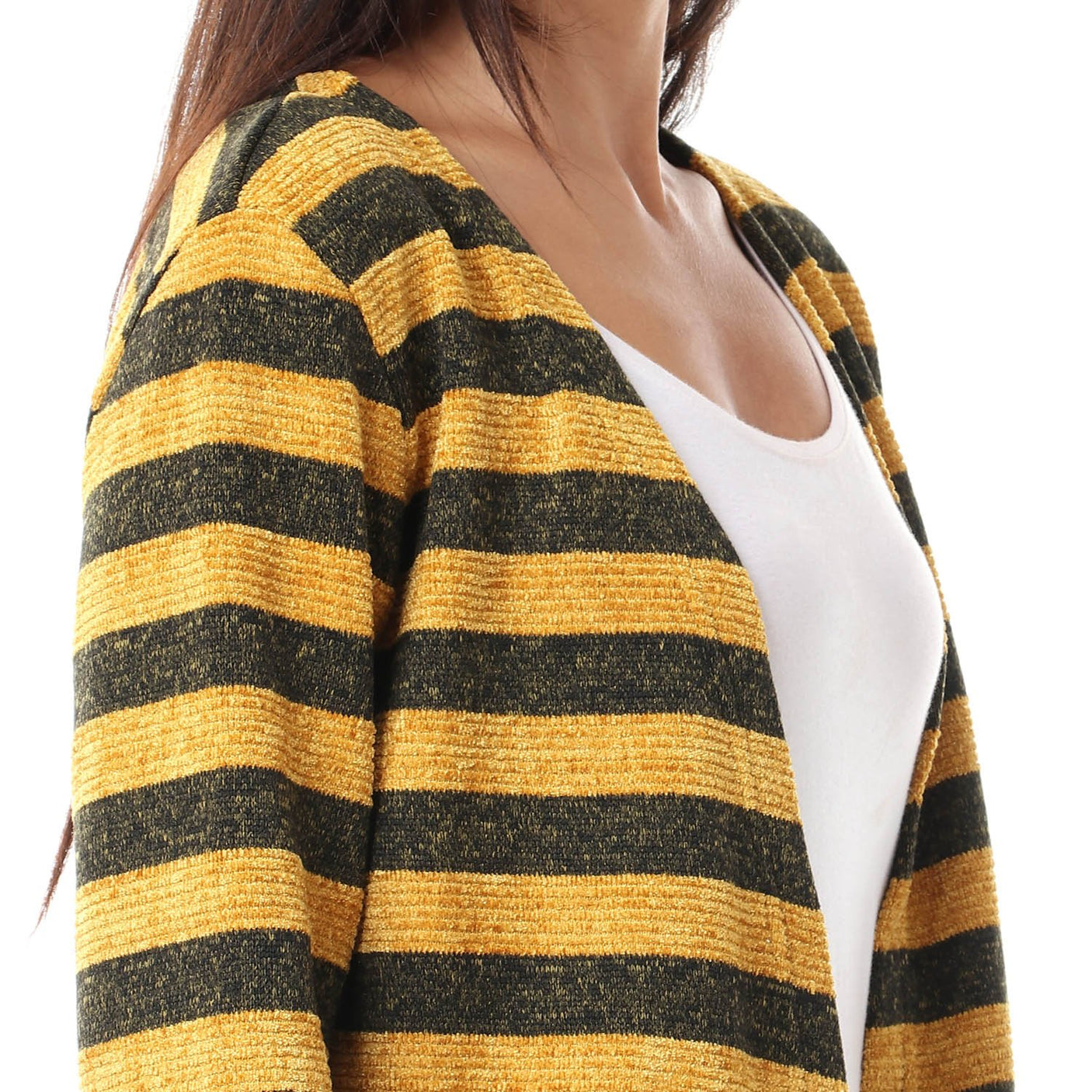Red circle -  Wild Striped Cardigan With Pockets