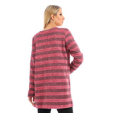 Red circle -  Wild Striped Cardigan With Pockets
