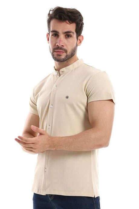 White Rabbit - Mandarin Collar Half Sleeves Button Down Shirt For Men