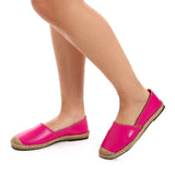 Mr Joe Straw Toe-Tips Detail Slip On Fuchsia Flats