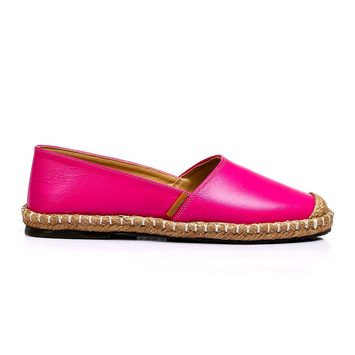 Mr Joe Straw Toe-Tips Detail Slip On Fuchsia Flats
