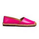 Mr Joe Straw Toe-Tips Detail Slip On Fuchsia Flats