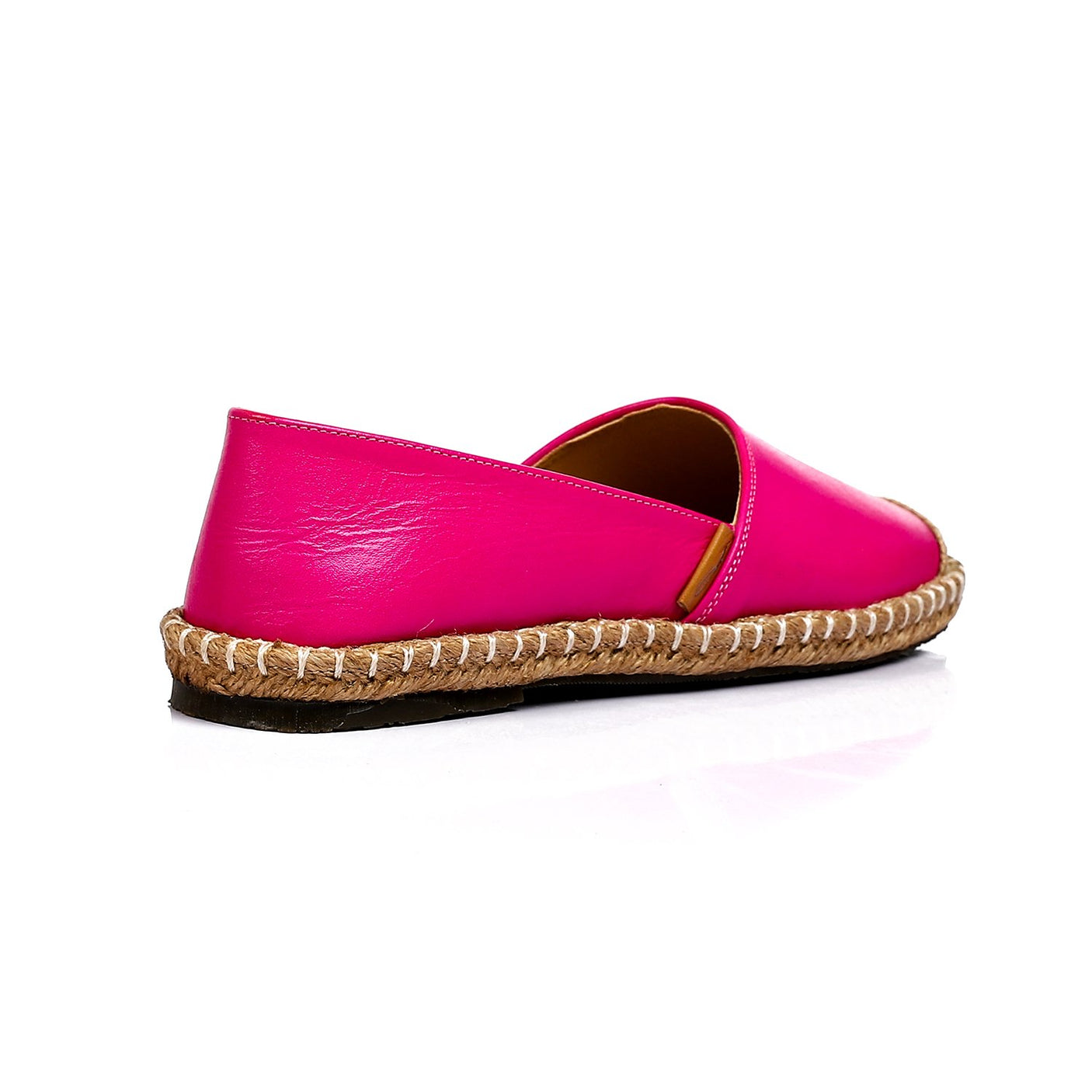 Mr Joe Straw Toe-Tips Detail Slip On Fuchsia Flats