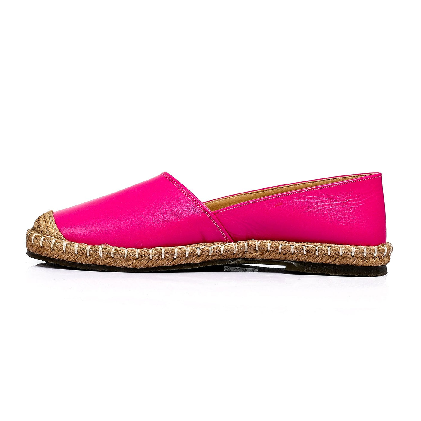 Mr Joe Straw Toe-Tips Detail Slip On Fuchsia Flats