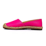 Mr Joe Straw Toe-Tips Detail Slip On Fuchsia Flats