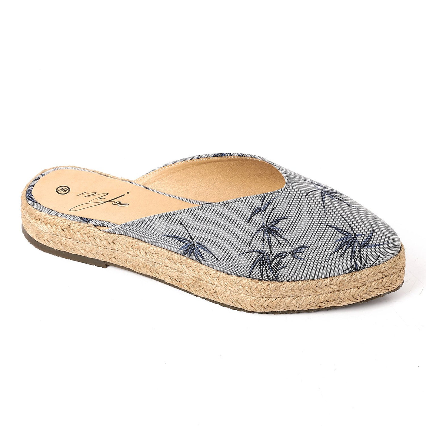 Mr. Joe - Pointed Toecap Straw Cornflower Mules