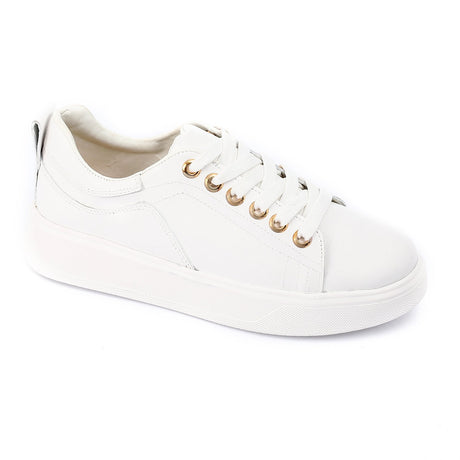 Mr. Joe - Plain Lace Up Leather Platform  Sneakers