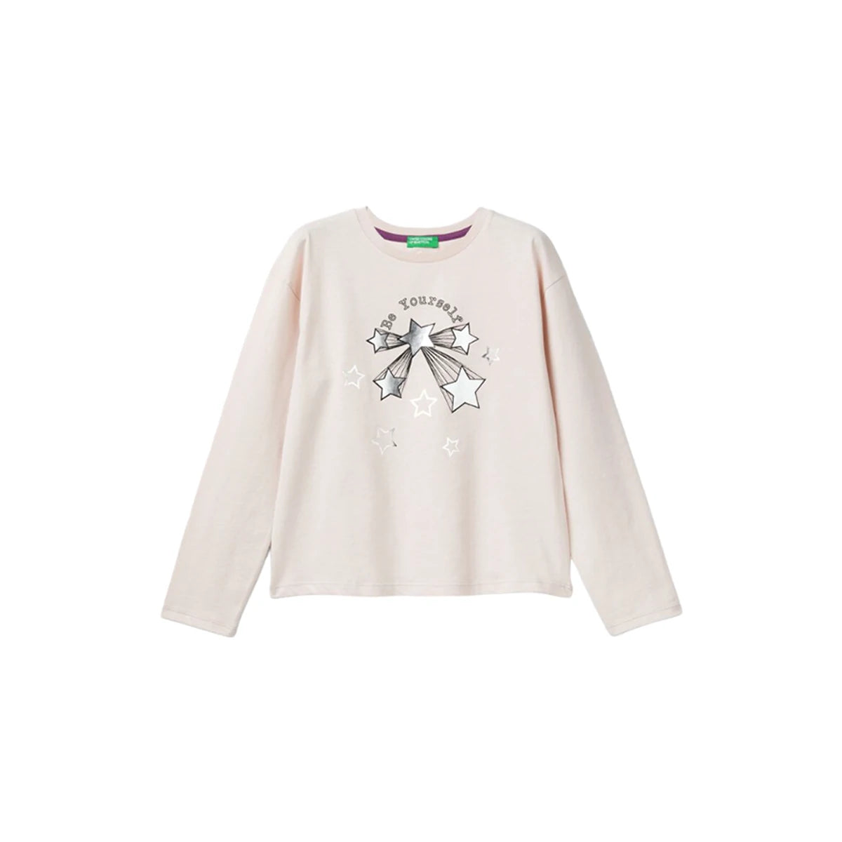 United Colors Of Benetton - Printed Long Sleeve Crew Neck T-shirt - Sold by FIG