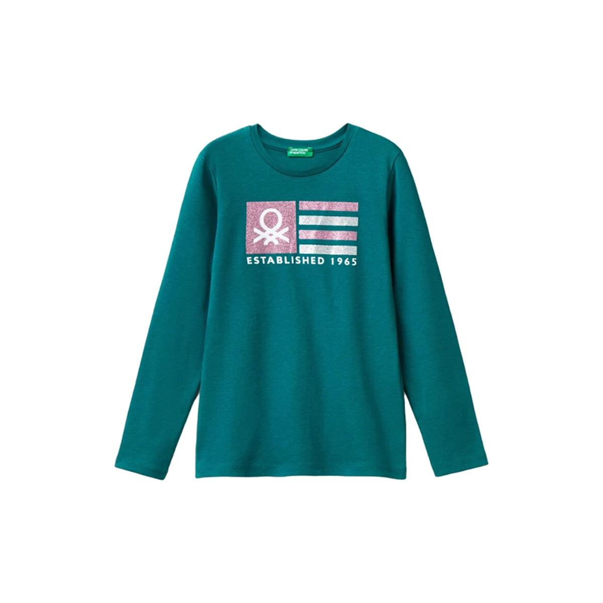 United Colors Of Benetton - Glitter Printed Long Sleeve T-shirt - Sold by FIG