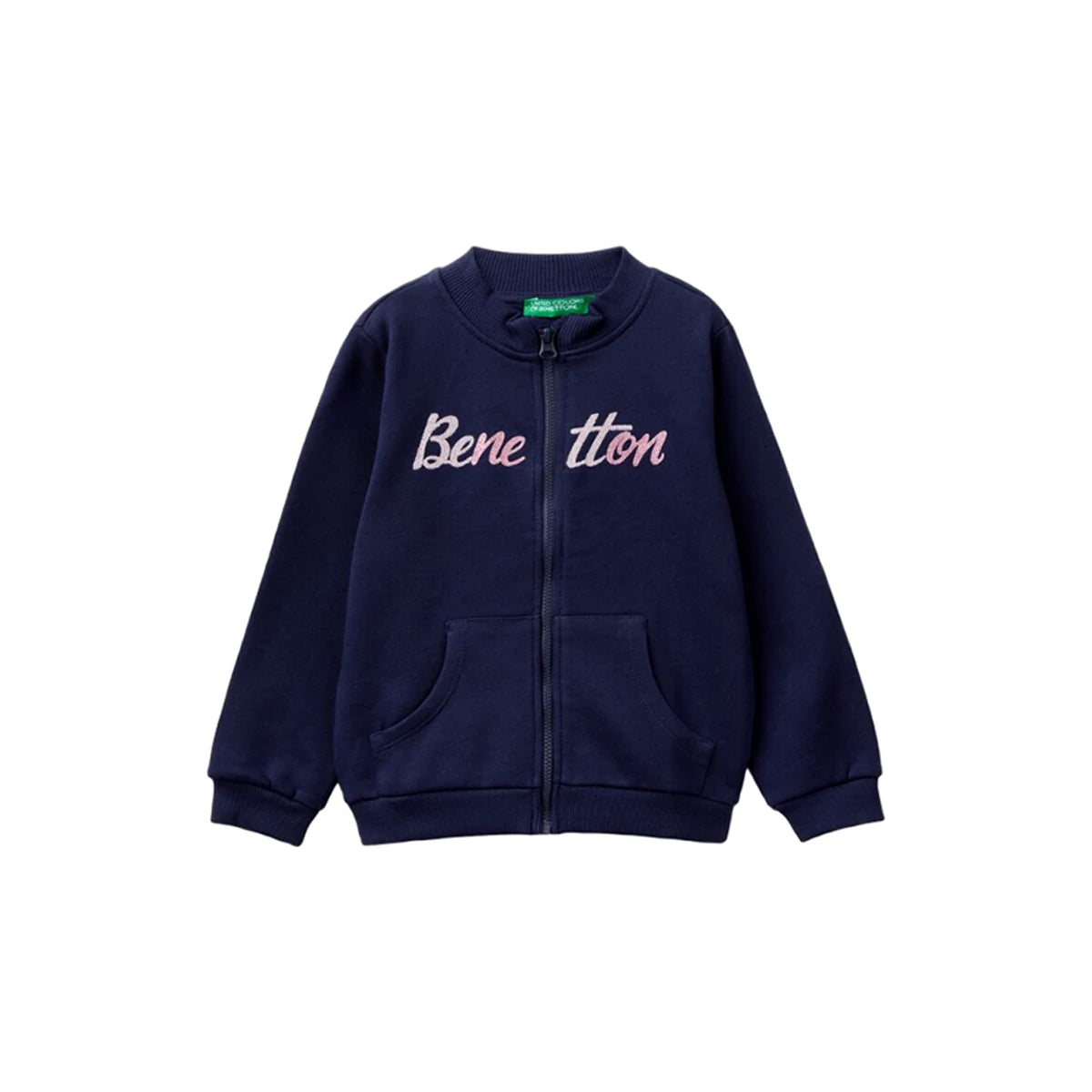 United Colors Of Benetton - Logo Print Zip Long Sleeve Sweatshirt - Sold by FIG