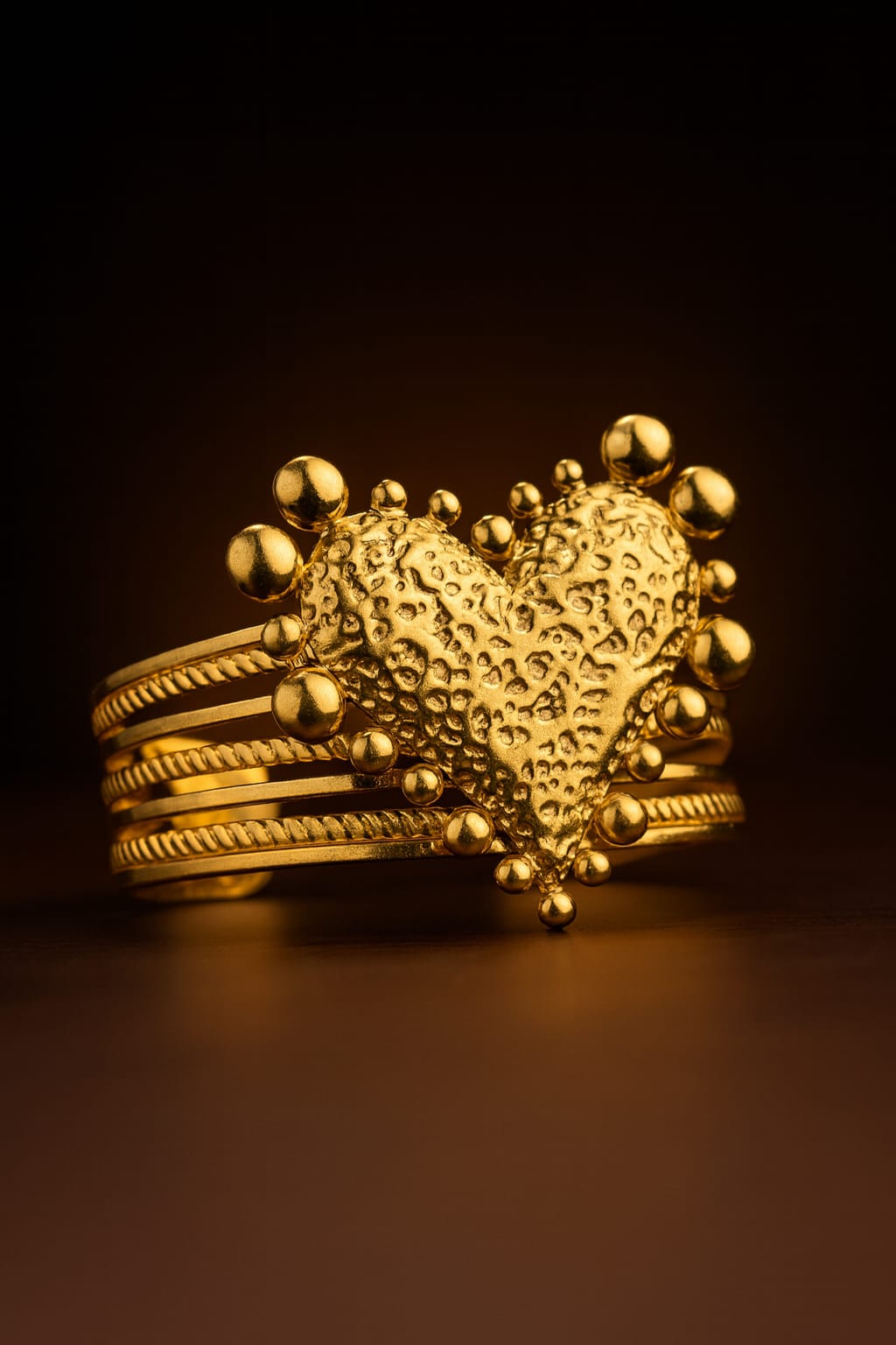 Hammered Heart Cuff Bracelet
