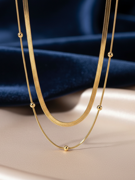 Women’s Necklace Two-Layer Ball Design