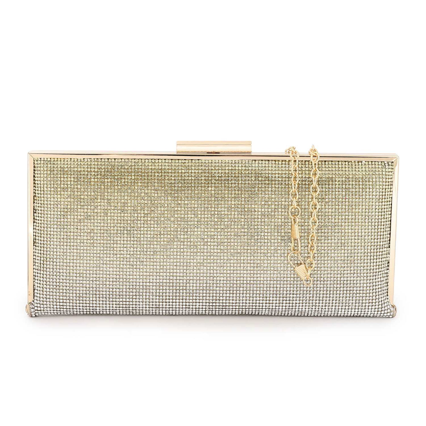 Mr Joe - Glamorous Black Rhinestone Hardcase Clutch with Chain Straps