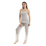 Red circle -  Spaghetti Sleeves Comfy Pajama With From Ribbon