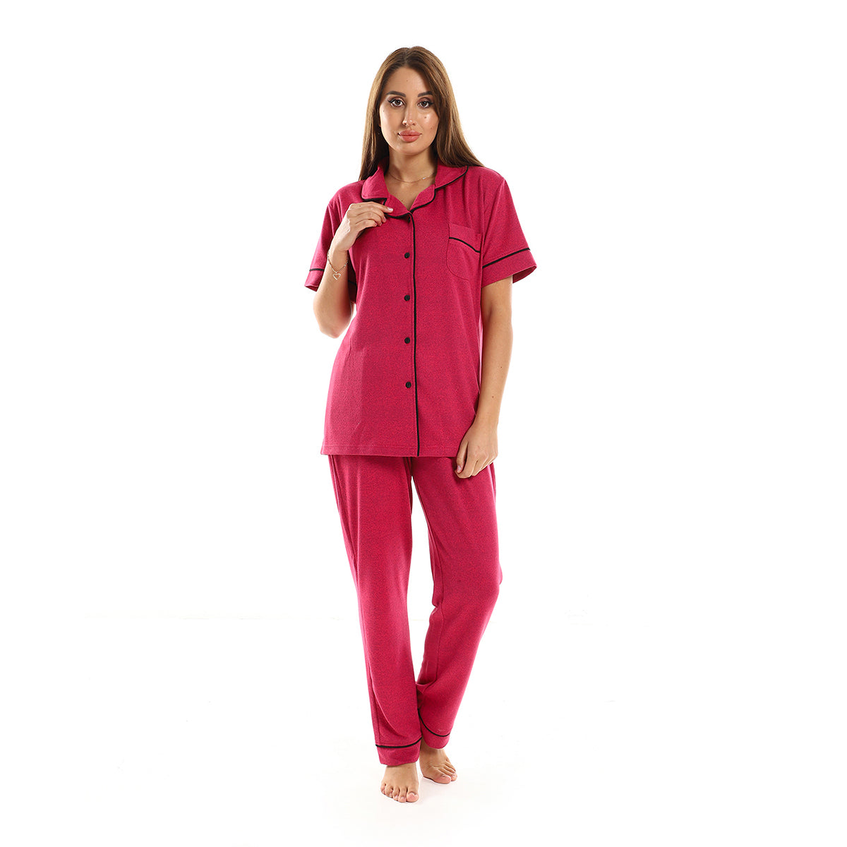 Red circle -  - Heather Reddish Fuchsia Cotton Pajama