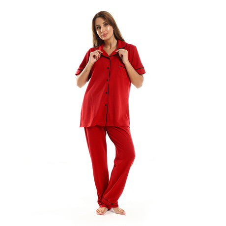 Red circle -  - Heather Reddish Fuchsia Cotton Pajama