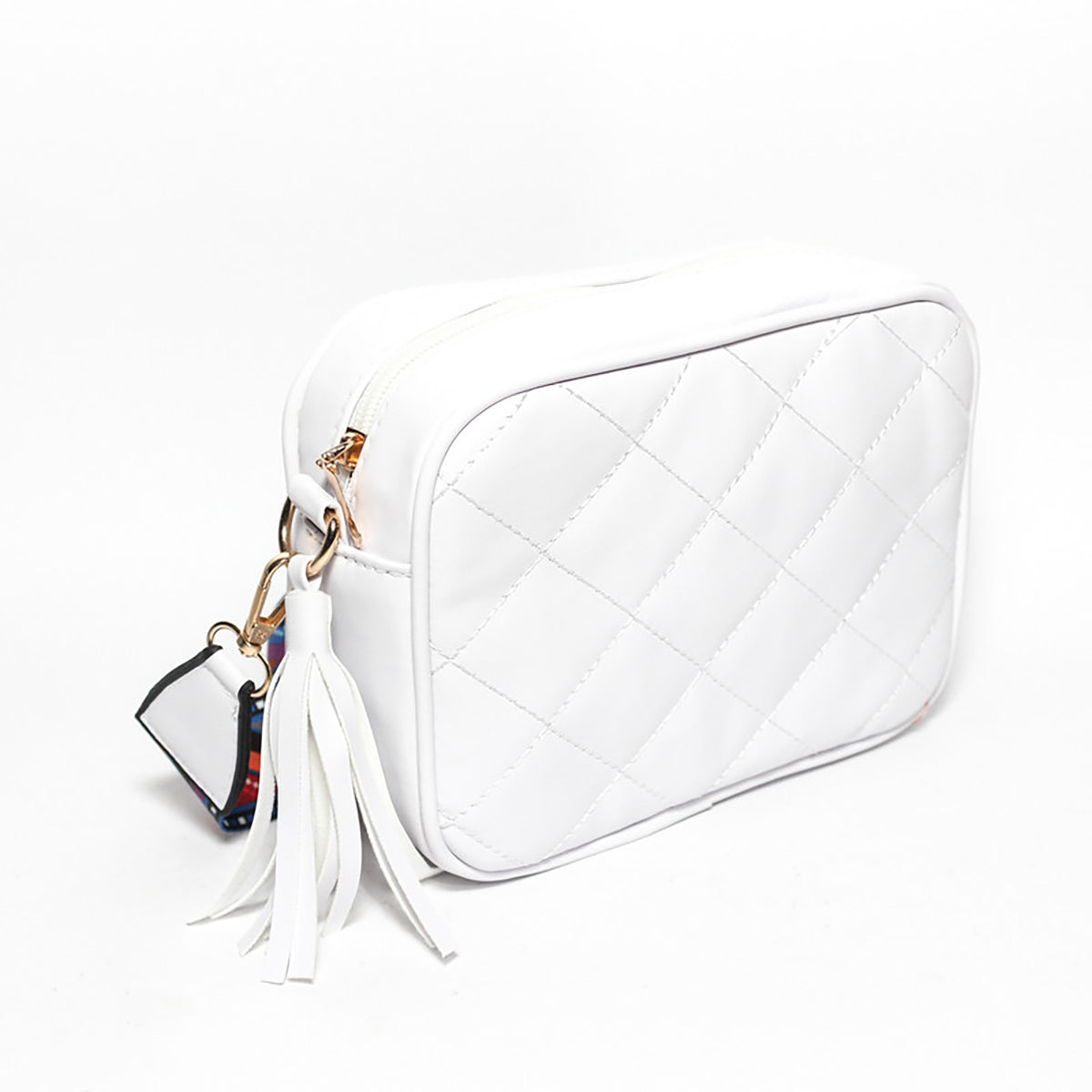 Glitter - Women Hand Bag with Cross Hand - White