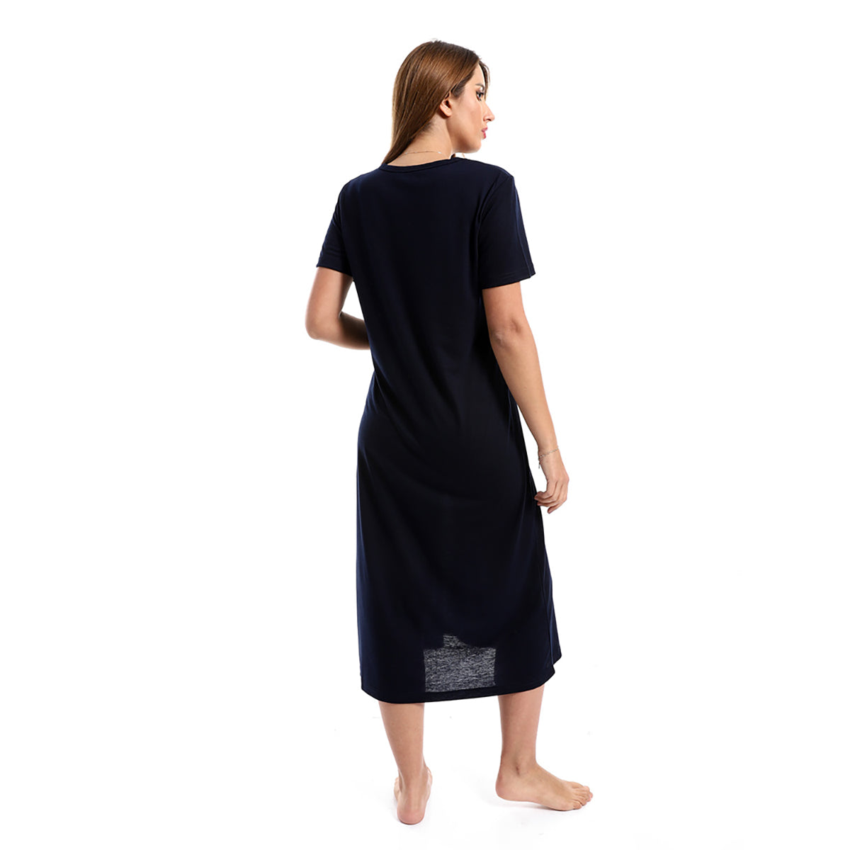 Red circle -  - Printed Good Old Days Round Neck Sleepshirt - Navy Blue