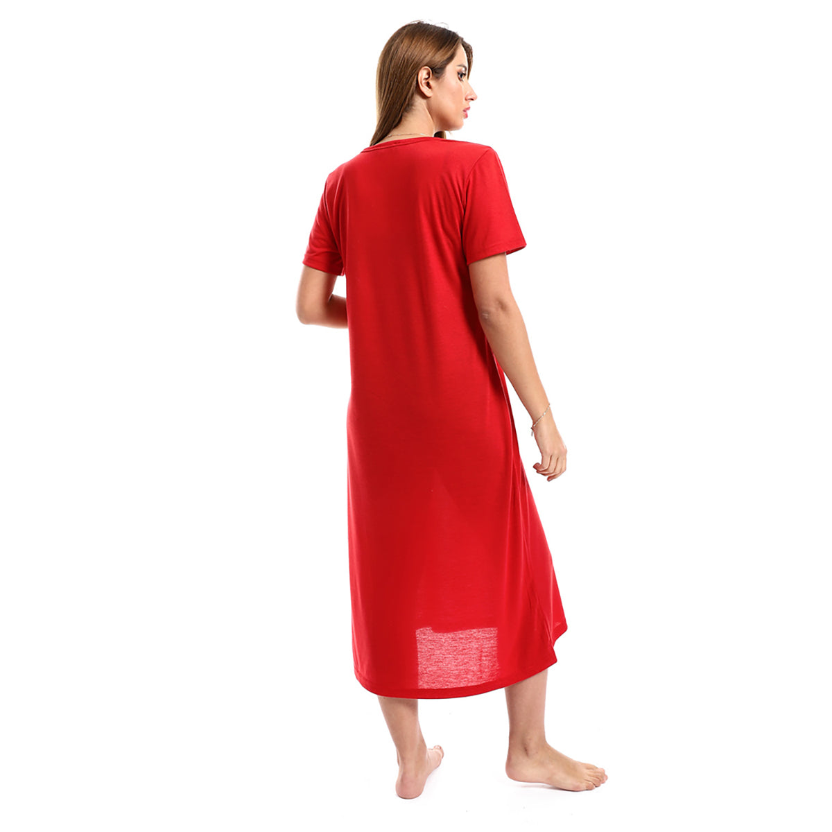 Red circle -  - Printed Good Old Days Round Neck Sleepshirt - Navy Blue