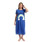 Red circle -  - Printed Good Old Days Round Neck Sleepshirt - Navy Blue