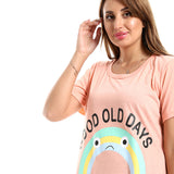 Red circle -  - Printed Good Old Days Round Neck Sleepshirt - Navy Blue