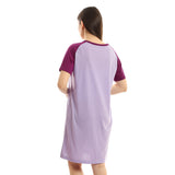 Red circle -  - Bi-Tone Short Sleeves Printed Short Sleepshirt - Burnt Orange & Black