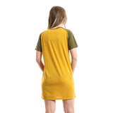Red circle -  - Bi-Tone Short Sleeves Printed Short Sleepshirt - Burnt Orange & Black