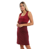 Red circle -  Slip-On Striped Sleepshirt With Front Decorative Buttons